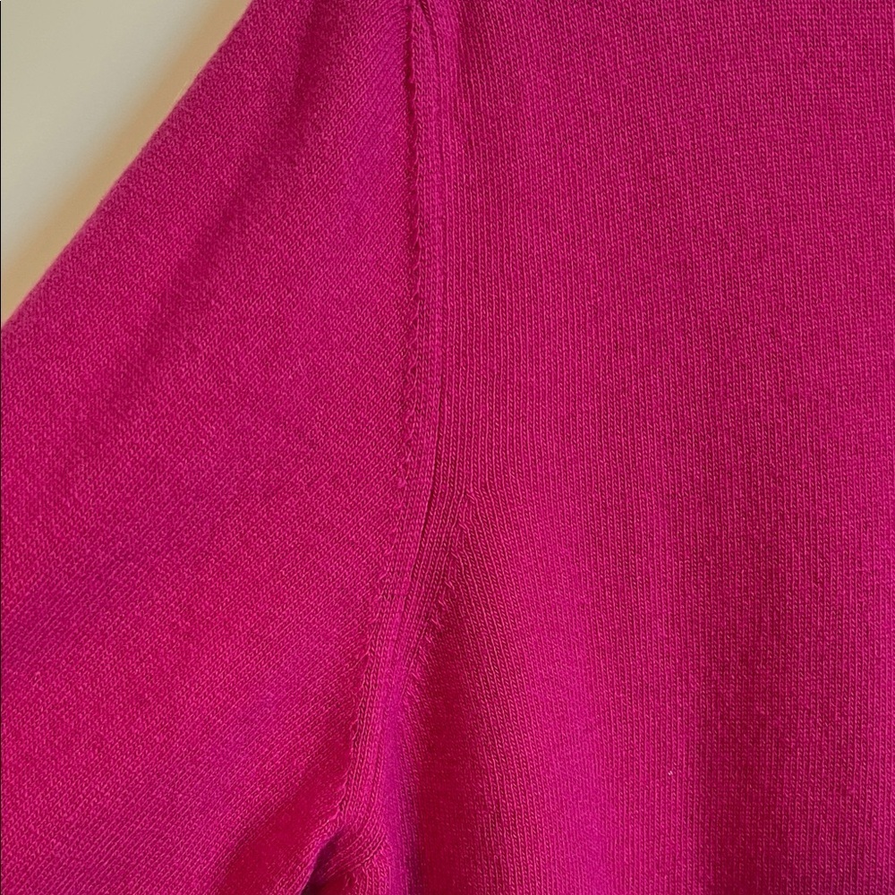 NWOT Wool Cashmere Elegant Fuchsia Pink Crew Neck Sweater Long, Size XXL - Picture 5 of 9